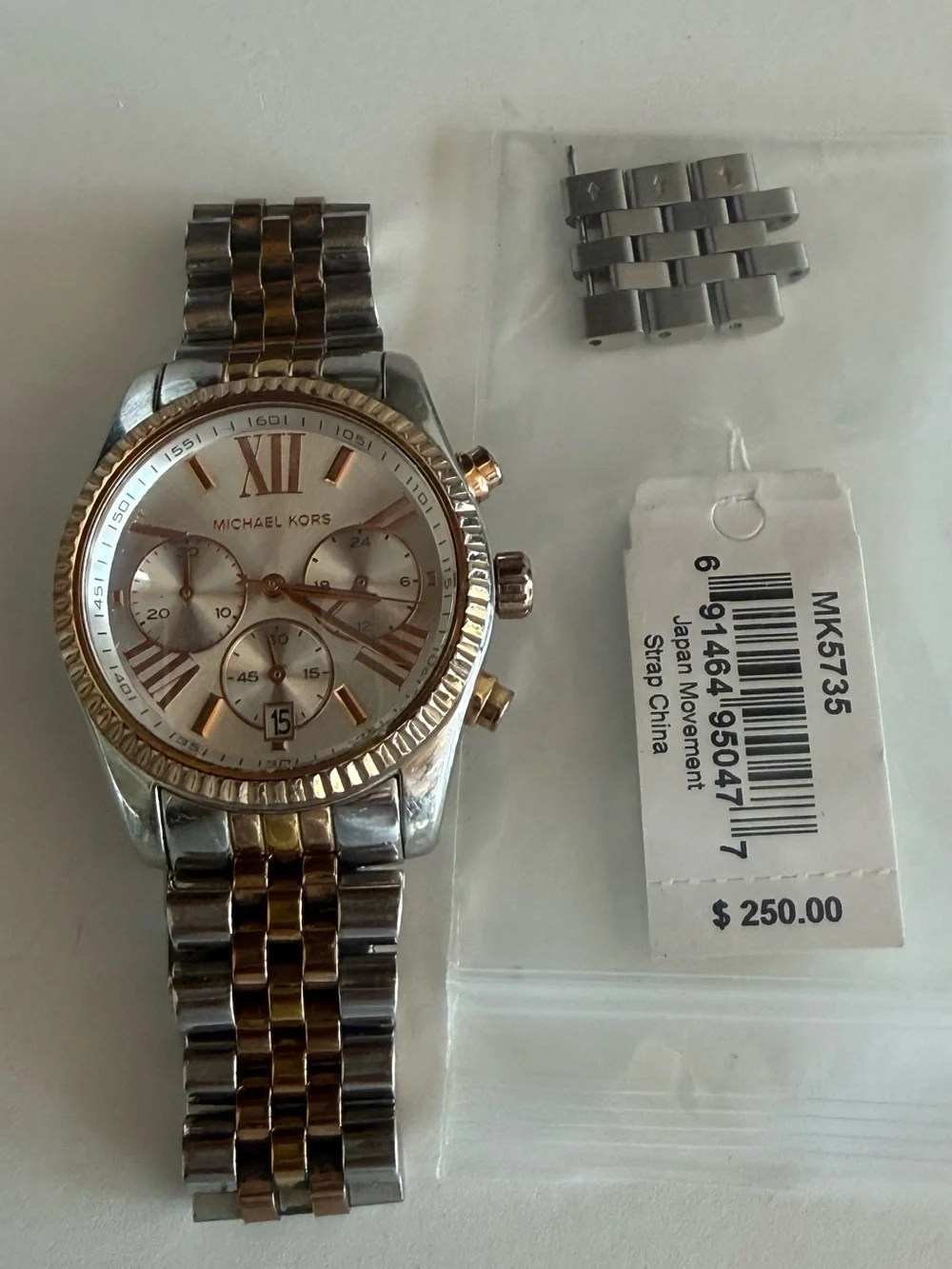 Michael Kors Lexington chronograph tri-tone 38mm watch